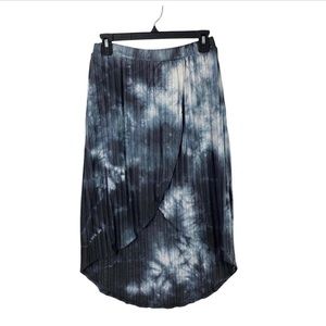 NWOT Go Couture Pleated High Low Tie Dye Skirt Elastic Waist Blue Size XL